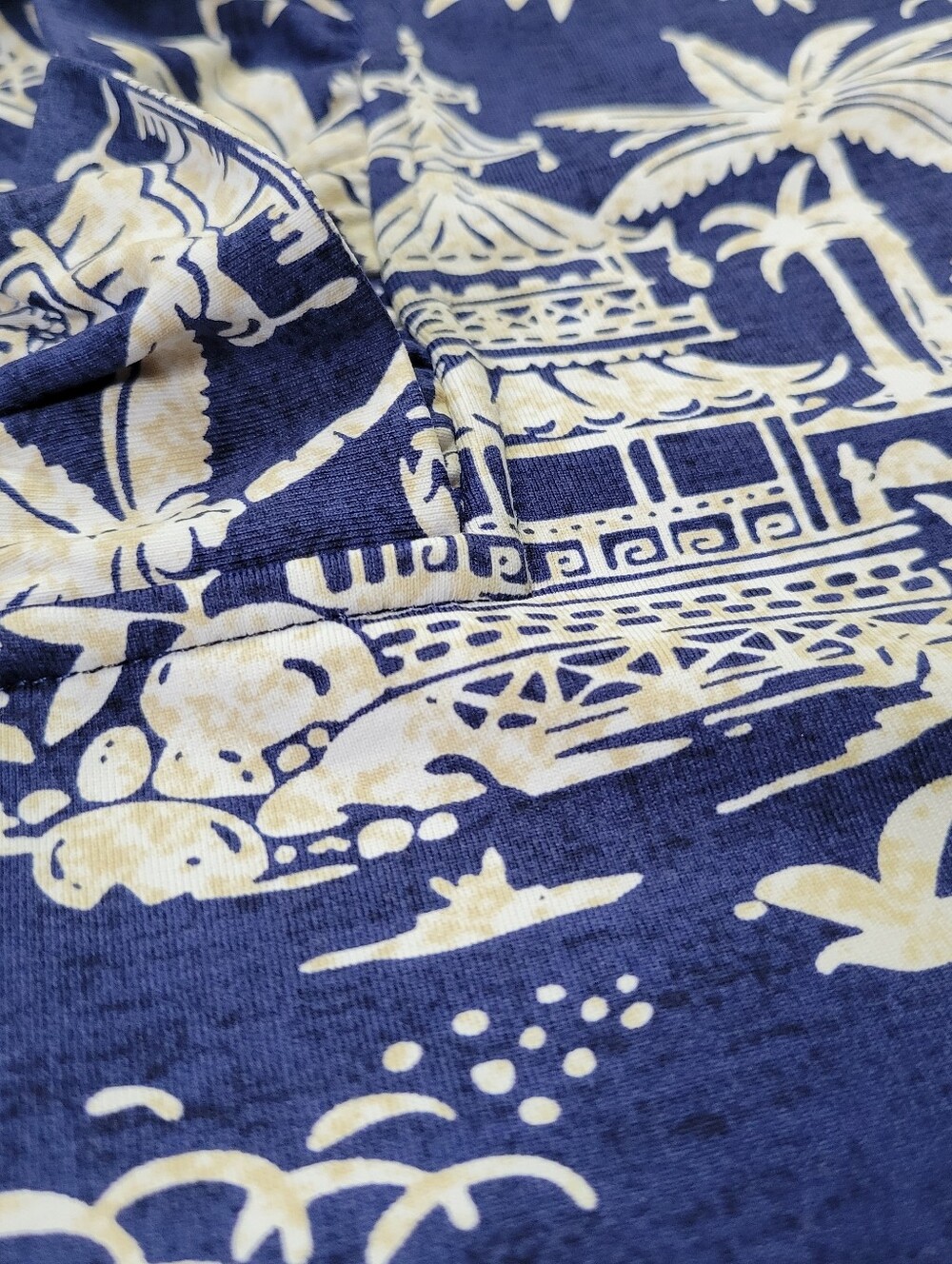 J.McLaughlin Navy White Chinoiserie Pagoda Toile Sleeveless Ruffle Top Womens LG - Picture 4 of 7